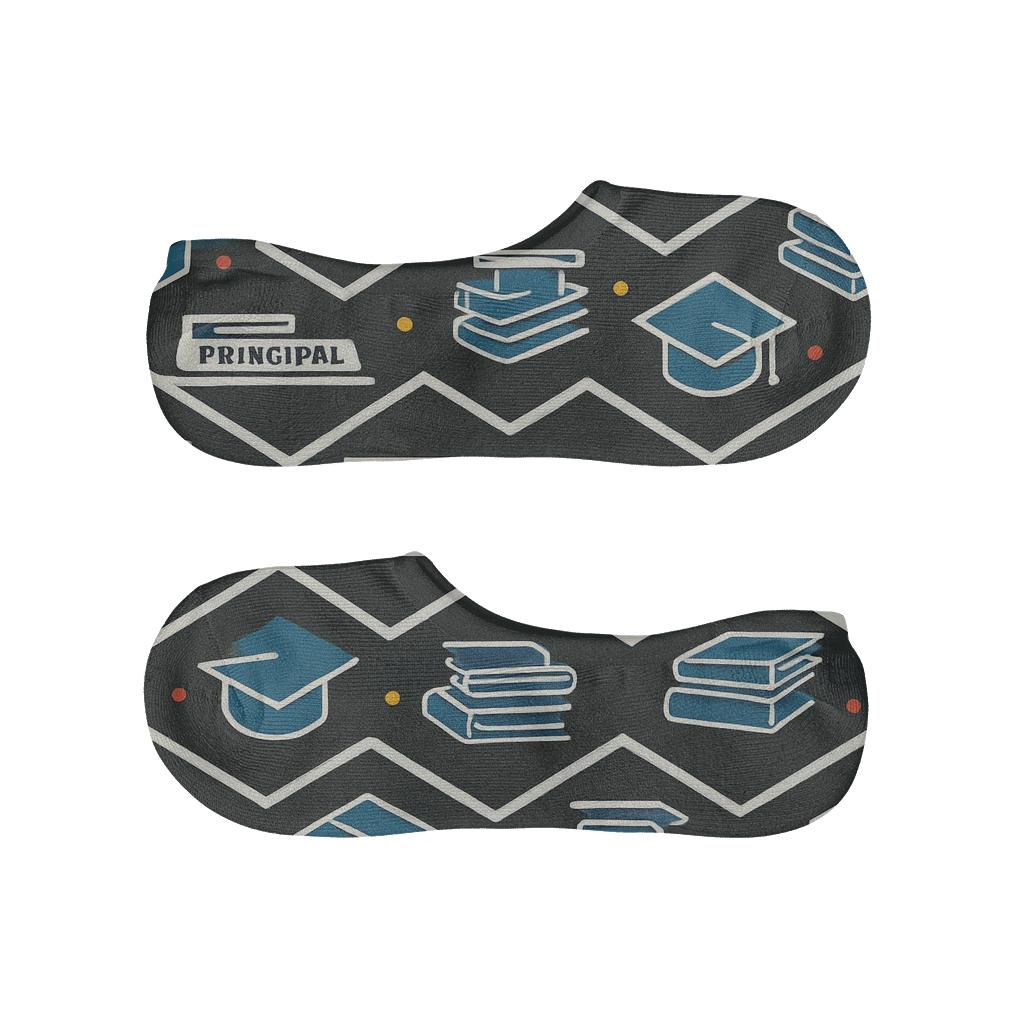 Chalkboard Chevron With School Principal low cut no-show socks
