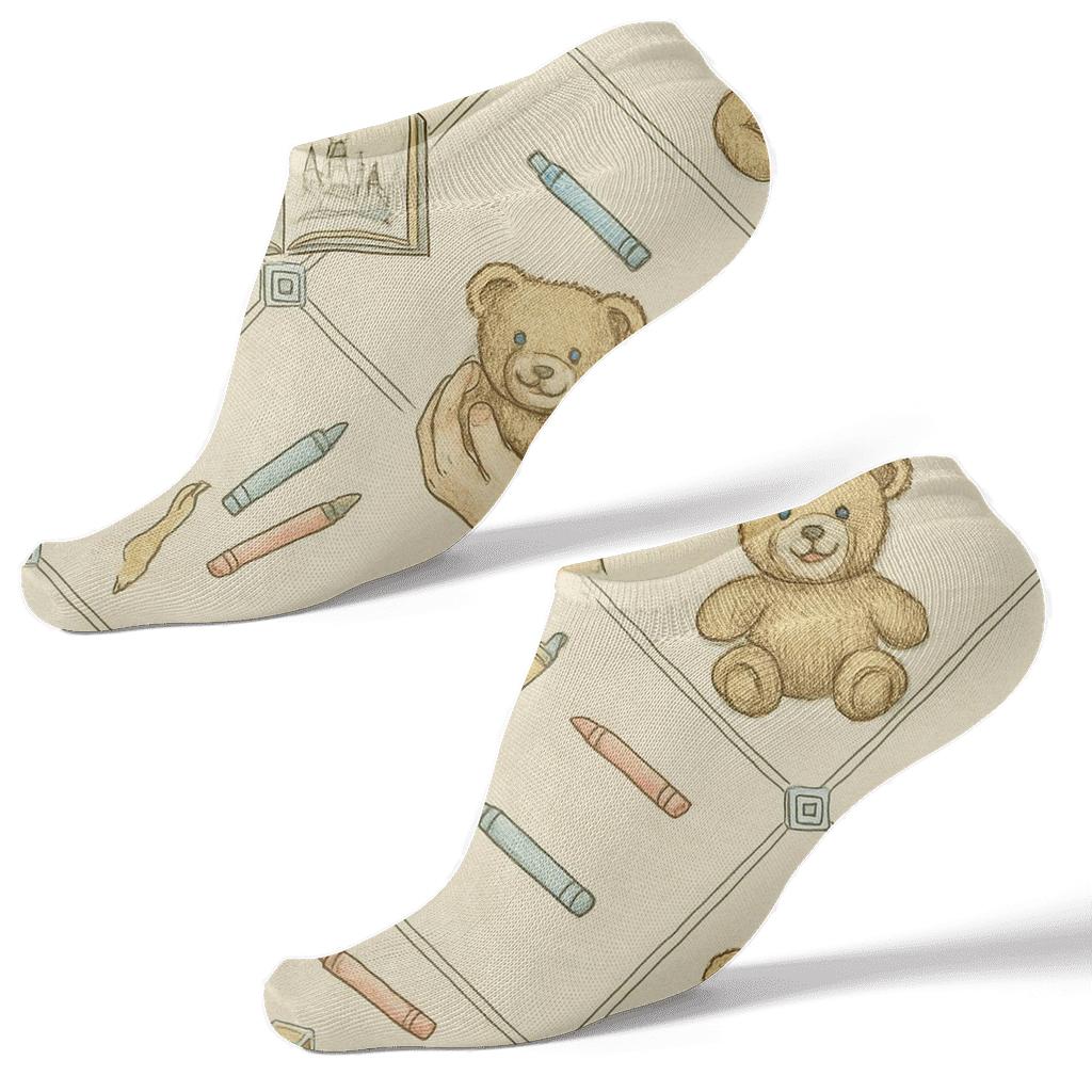 Storybook Lattice With Childcare Worker Motifs comfortable cotton ankle socks