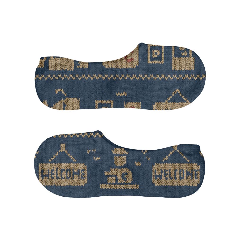 Immigration Officer Knit Illusion Border Bands designer printed no-show socks