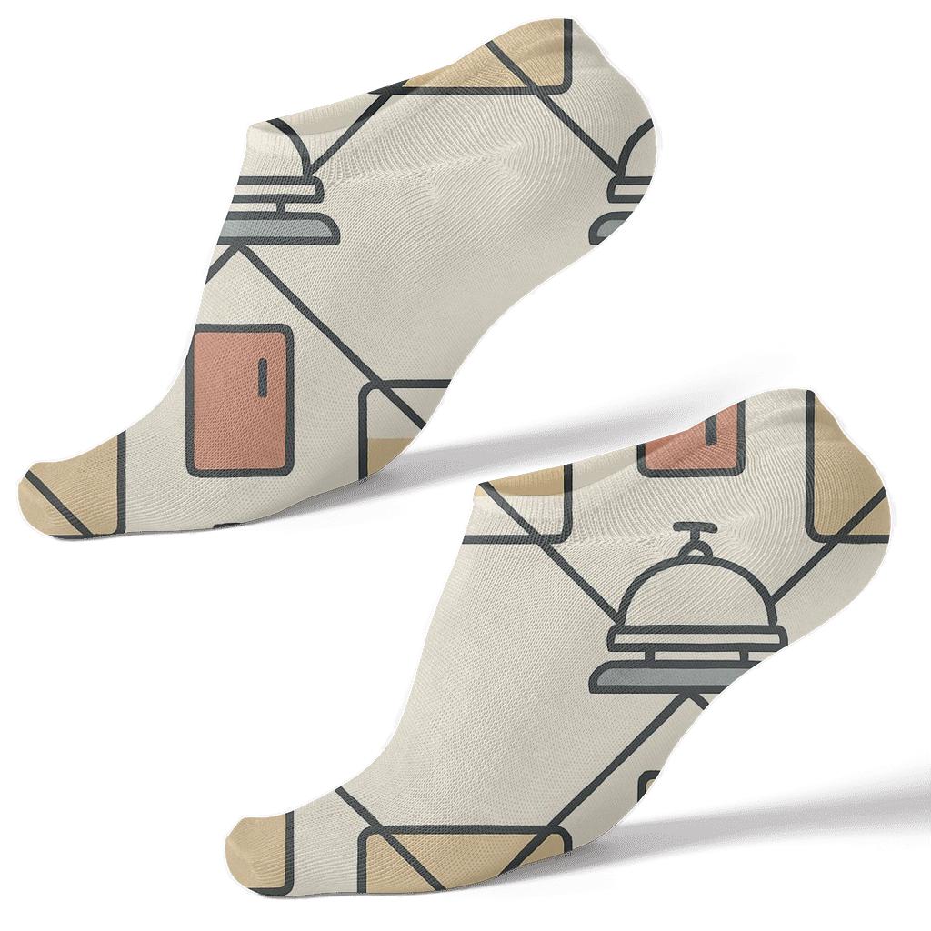Service Bell Lattice For Hotel Receptionist Pattern comfortable cotton ankle socks
