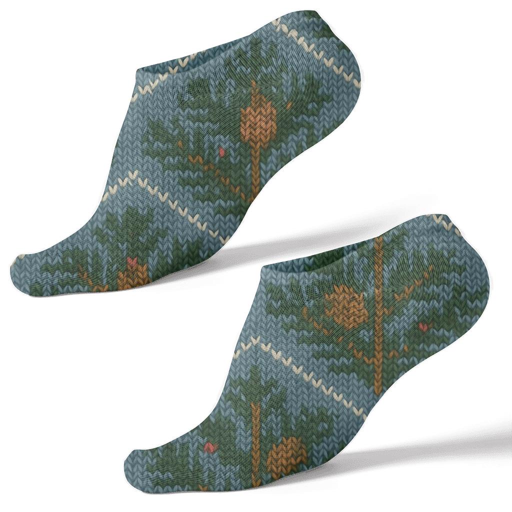 Evergreen Branches Knit Chevron Bands unique graphic ankle socks