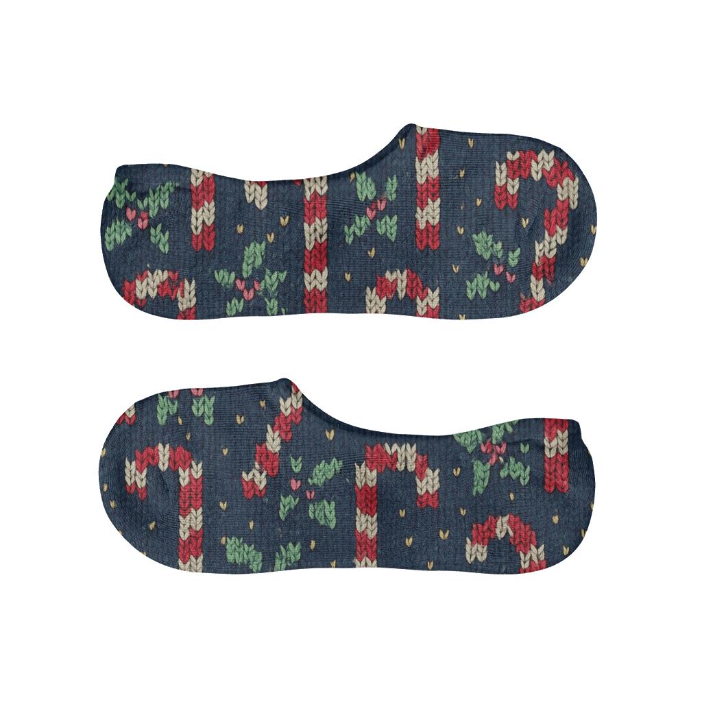 Knitted Illusion Candy Canes Fair Isle Tiles breathable no-show socks