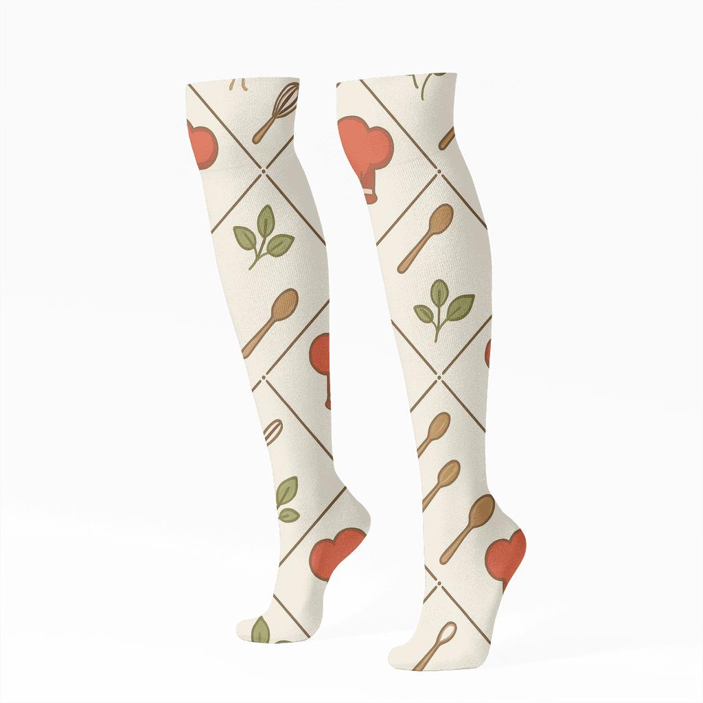 Chef Hat Lattice For The Cook Studio unique graphic knee-high socks
