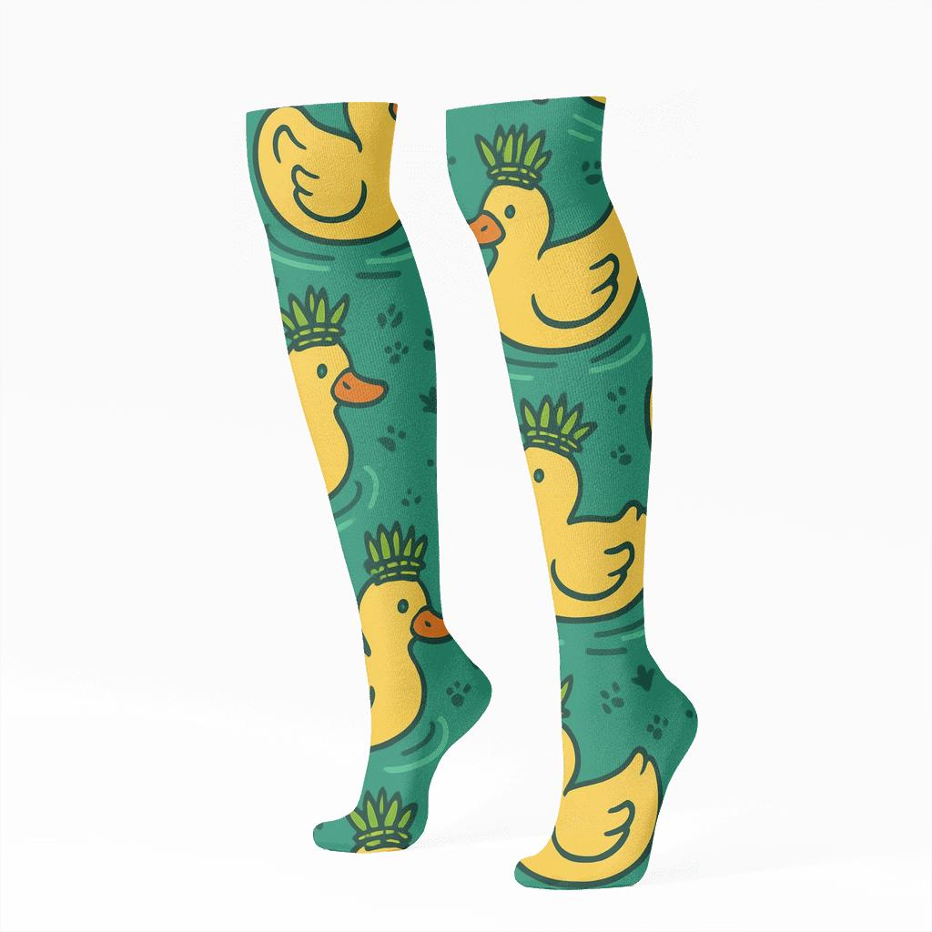 Pond Crown Duck Parade Tile personalized knee-high socks