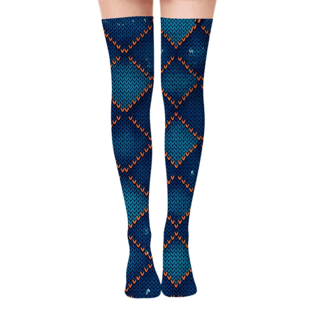 Knitted Illusion Fish Scale Chevron custom over-the-knee socks