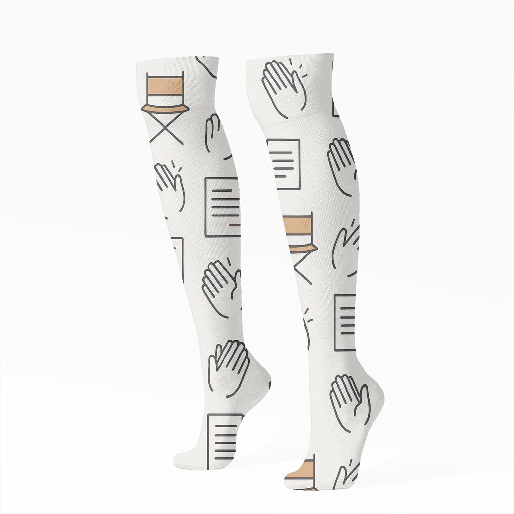 Director Chair Grid With Actor Scripts unique graphic knee-high socks