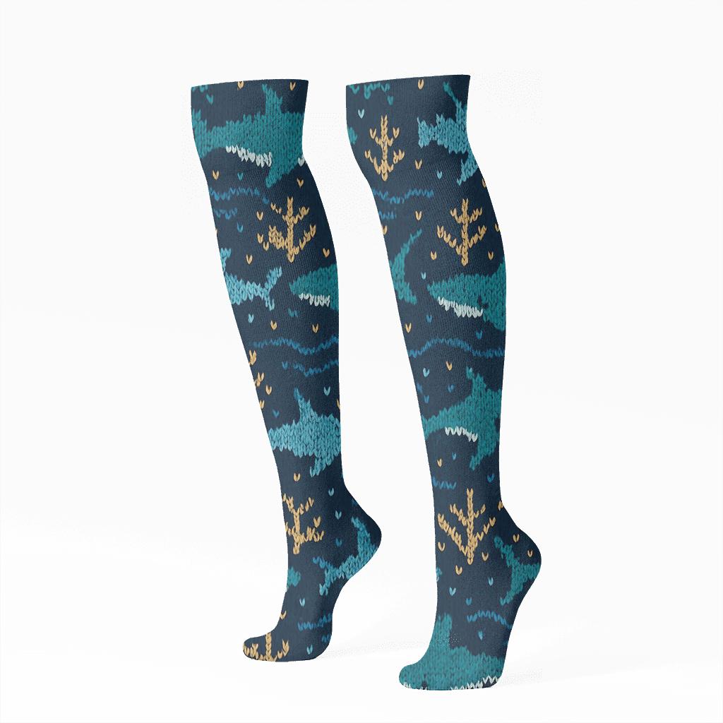 Shark-Knit Reef Tapestry Pattern custom knee-high socks