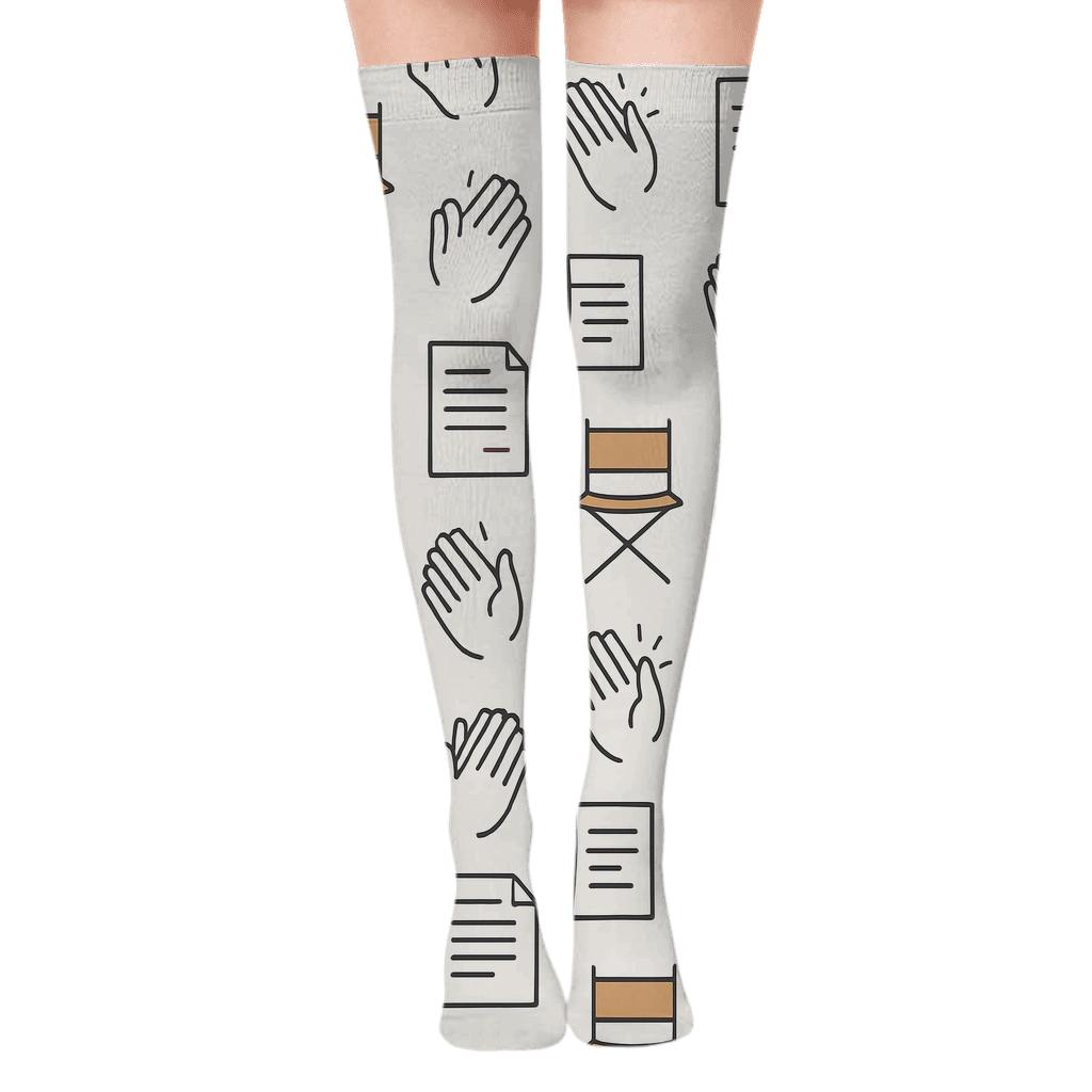 Director Chair Grid With Actor Scripts personalized over-the-knee socks