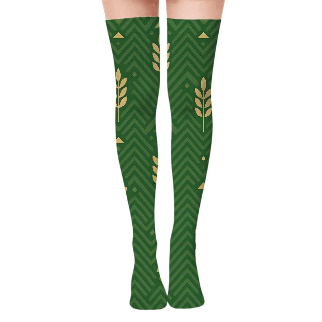 Wheat Chevron Texture, Farmer Crafted designer print over-the-knee socks