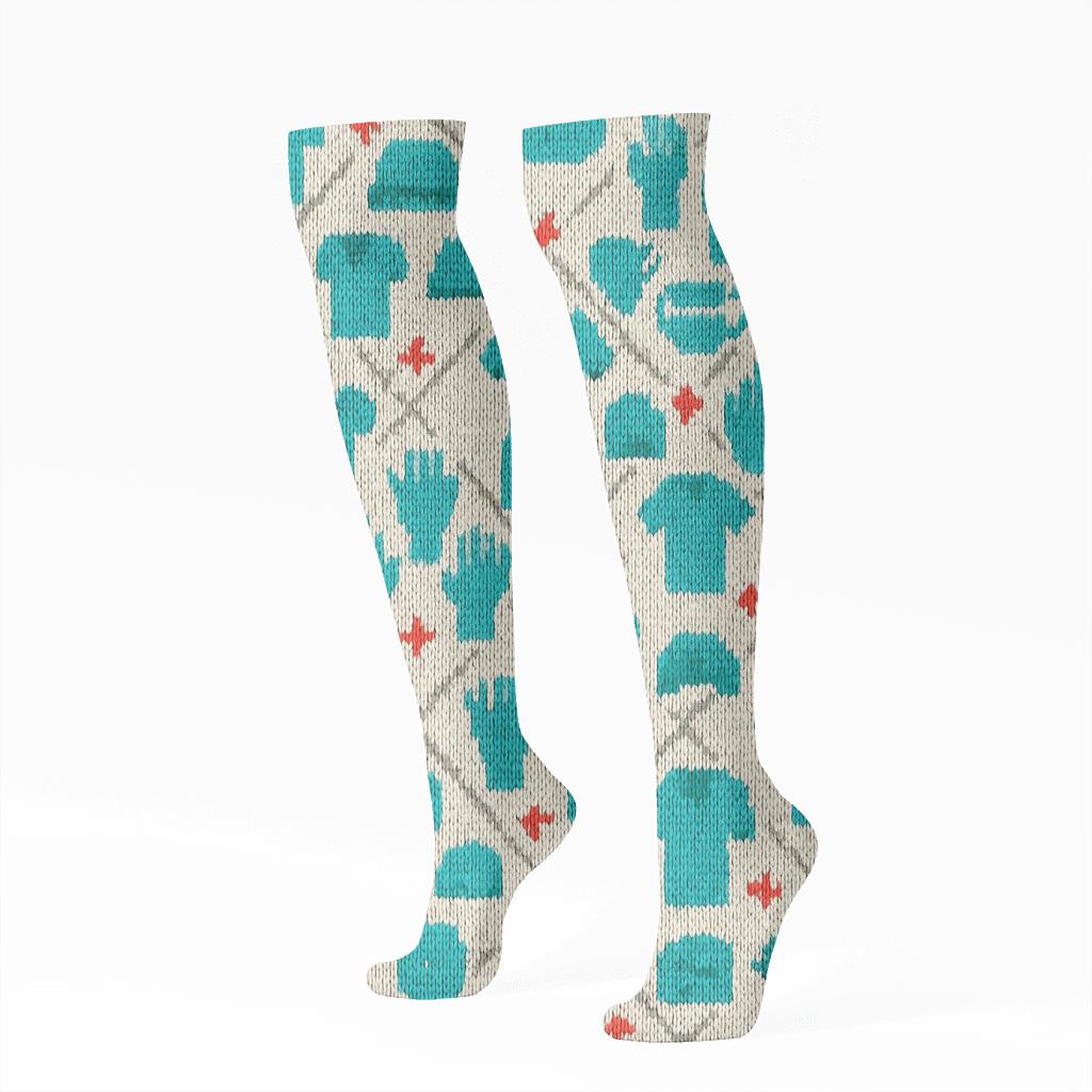 Knitted-Illusion Scrub Lattice Surgeon Pattern custom knee-high socks
