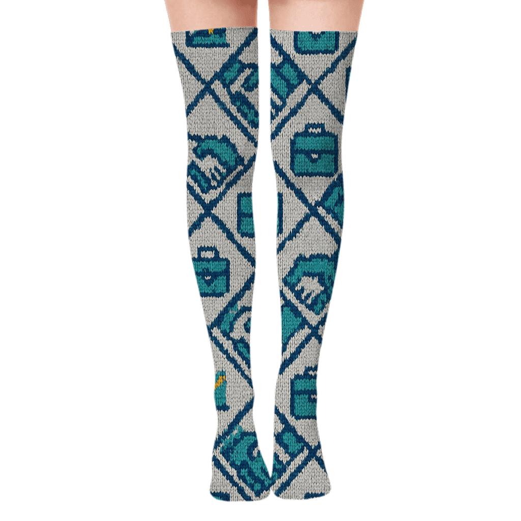 Salesperson Dealwave Handshake Lattice stylish fashion over-the-knee socks