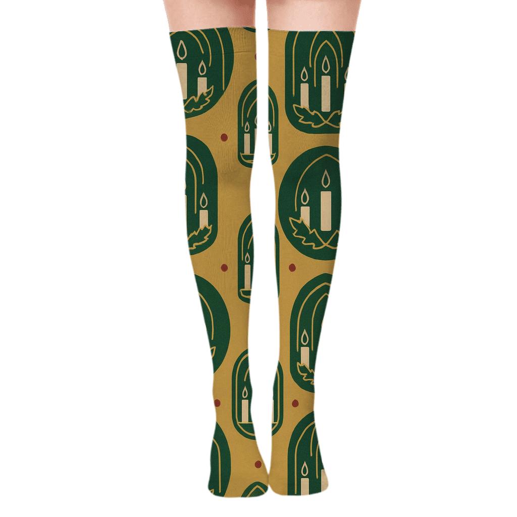 Candle Spotlight Medallions With Advent Wreath soft everyday over-the-knee socks