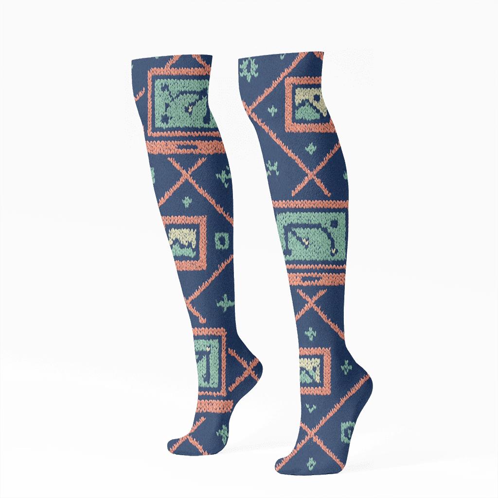 Knitted Layout Grid, Graphic Designer Edition designer print knee-high socks