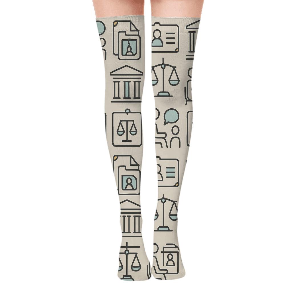 Community Counseling Tiles With Probation Officer Motifs comfortable cotton over-the-knee socks