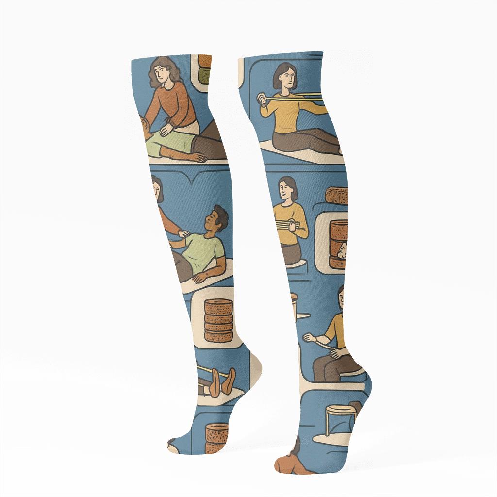 Wellness Collage With Physical Therapist Tessellation premium sports knee-high socks