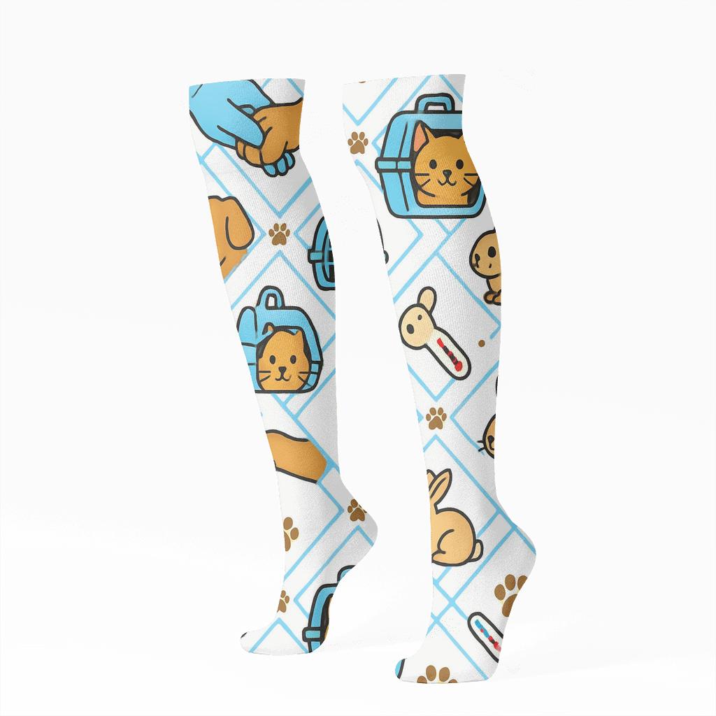 Paw Print Lattice With Veterinary Technician Moments personalized knee-high socks