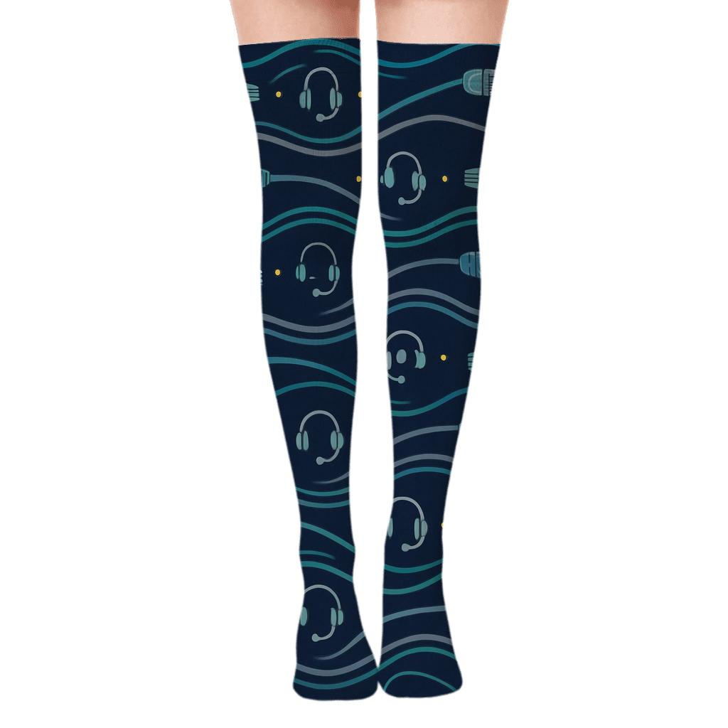 Cable Wave Bands For It Support Specialist trendy patterned over-the-knee socks