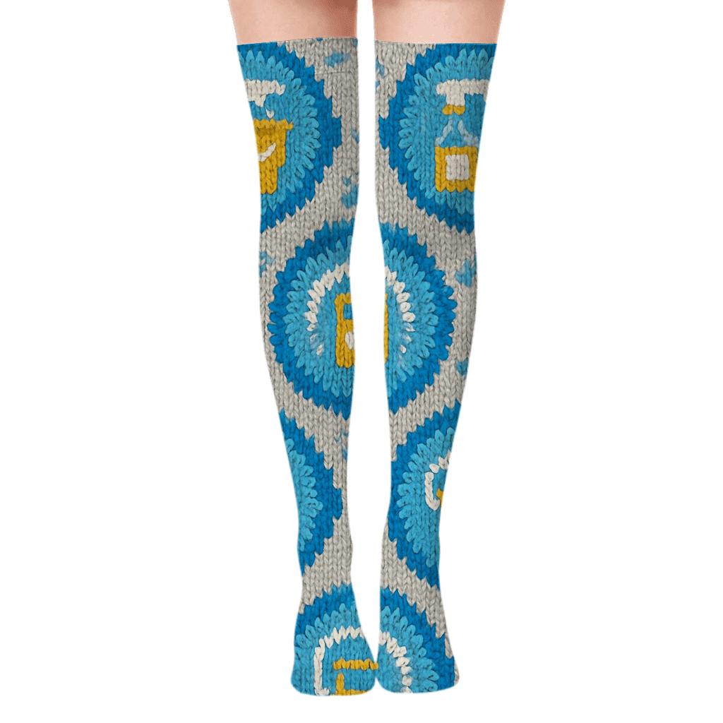 Knitted Custodian Mop Medallion Repeat soft everyday over-the-knee socks