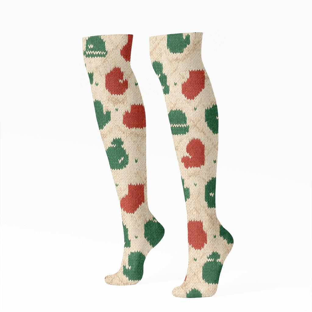 Knit Illusion Stocking Lattice, Christmas Edition designer print knee-high socks