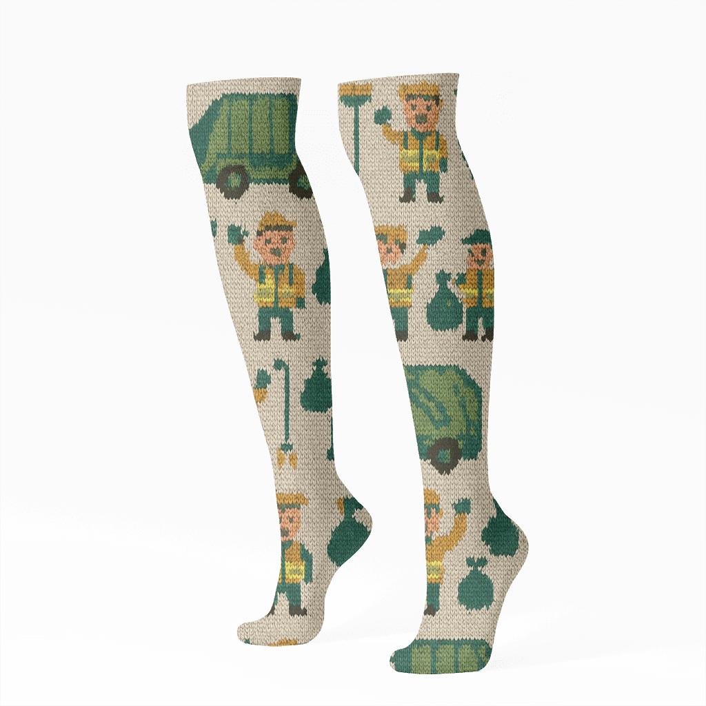 Knit Illusion Cleanup Parade, Garbage Collector Edition custom knee-high socks