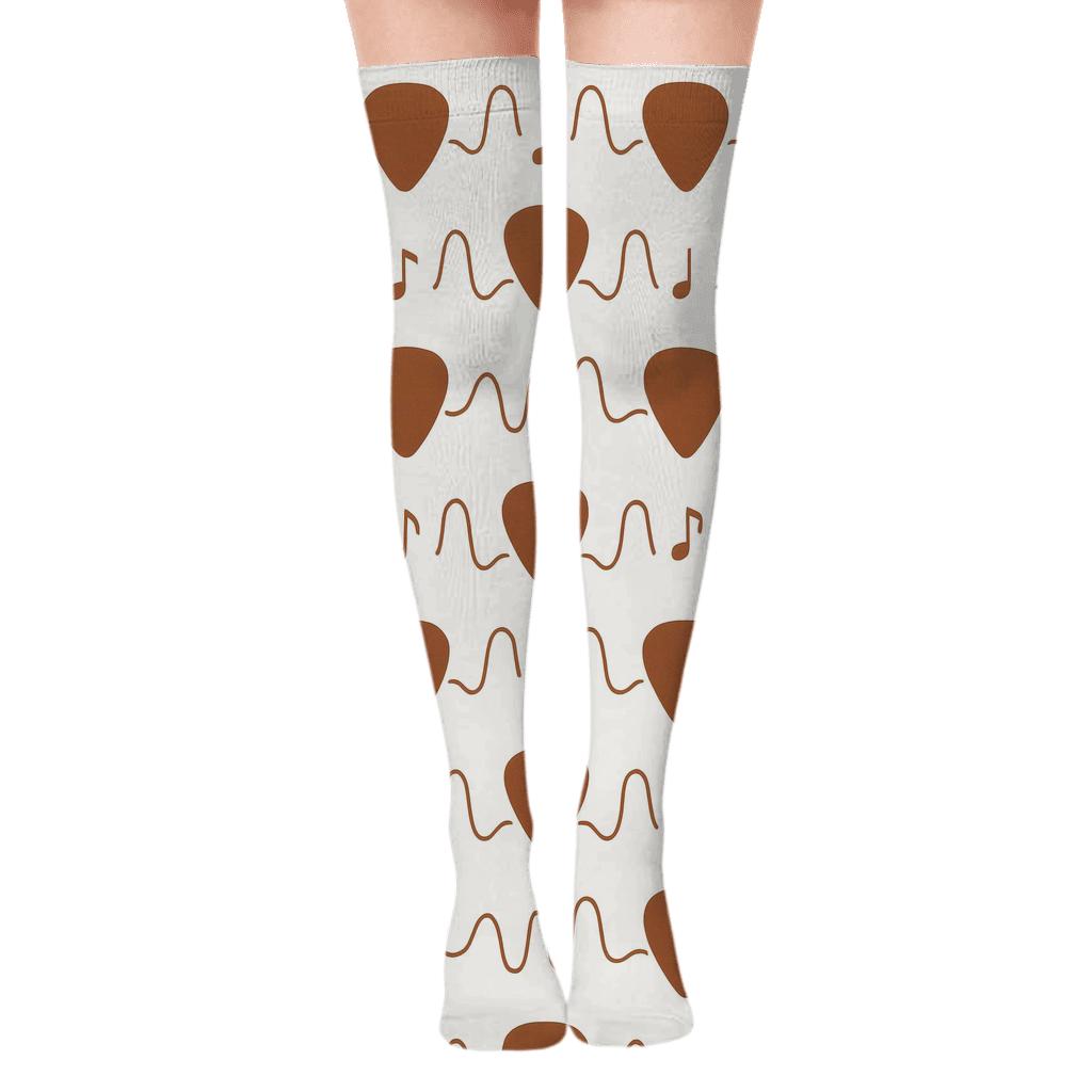 Modern Minimalist Waves With Guitar Picks custom over-the-knee socks