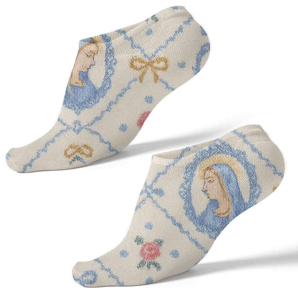 Mary Cameo Lattice In Periwinkle Silk custom ankle socks