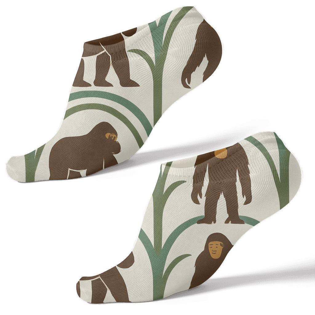 Mirrored Canopy Vines With Ape Silhouettes premium sports ankle socks