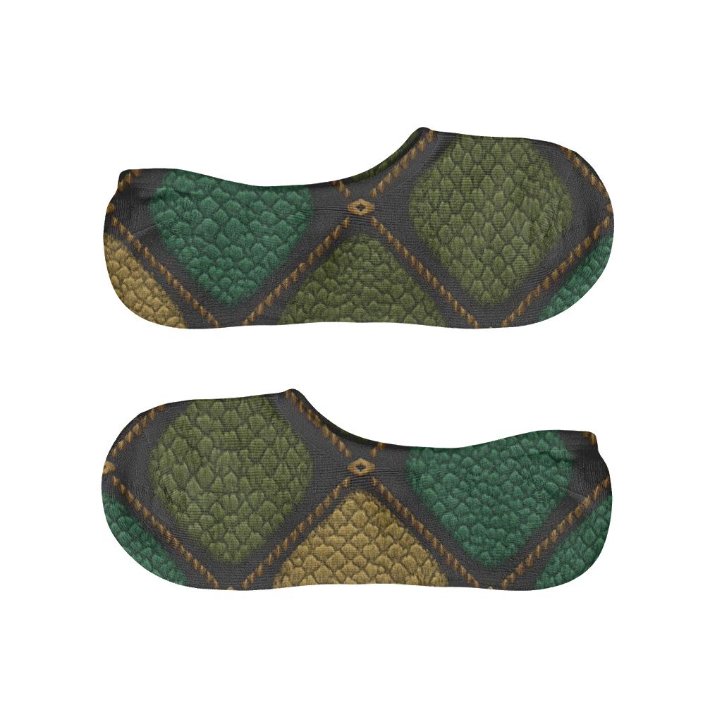 Knitted Illusion Snake Scale Argyle designer print no-show socks