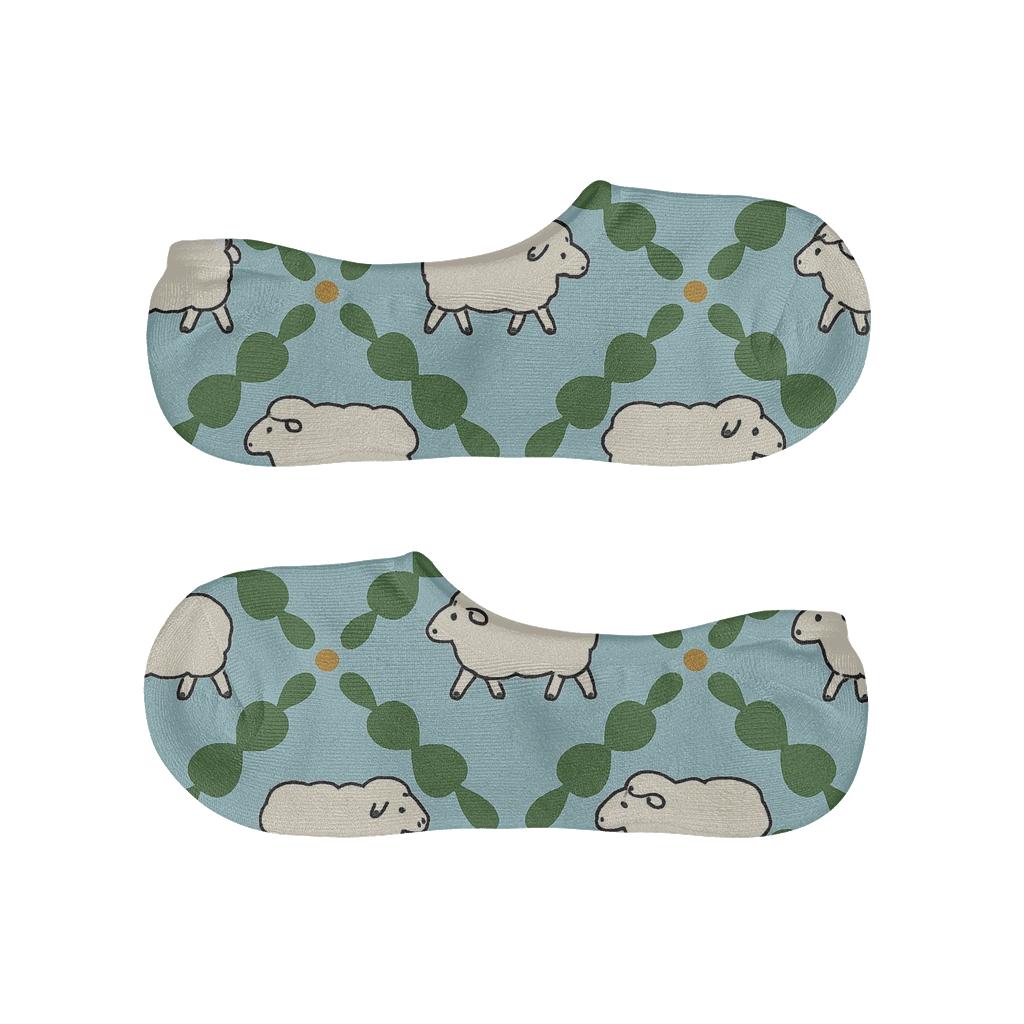 Clover Lattice With Sheep Parade personalized no-show socks