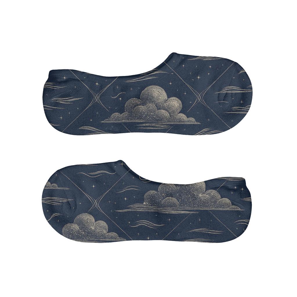 Twilight Indigo Clouds Star Lattice low cut no-show socks