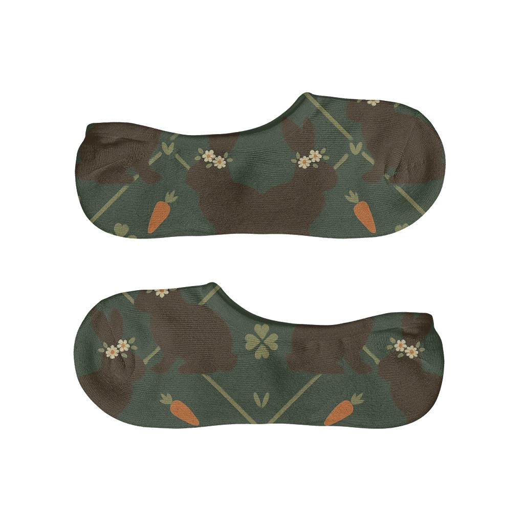 Rabbit Crown Lattice On Deep Forest Field soft cotton no-show socks
