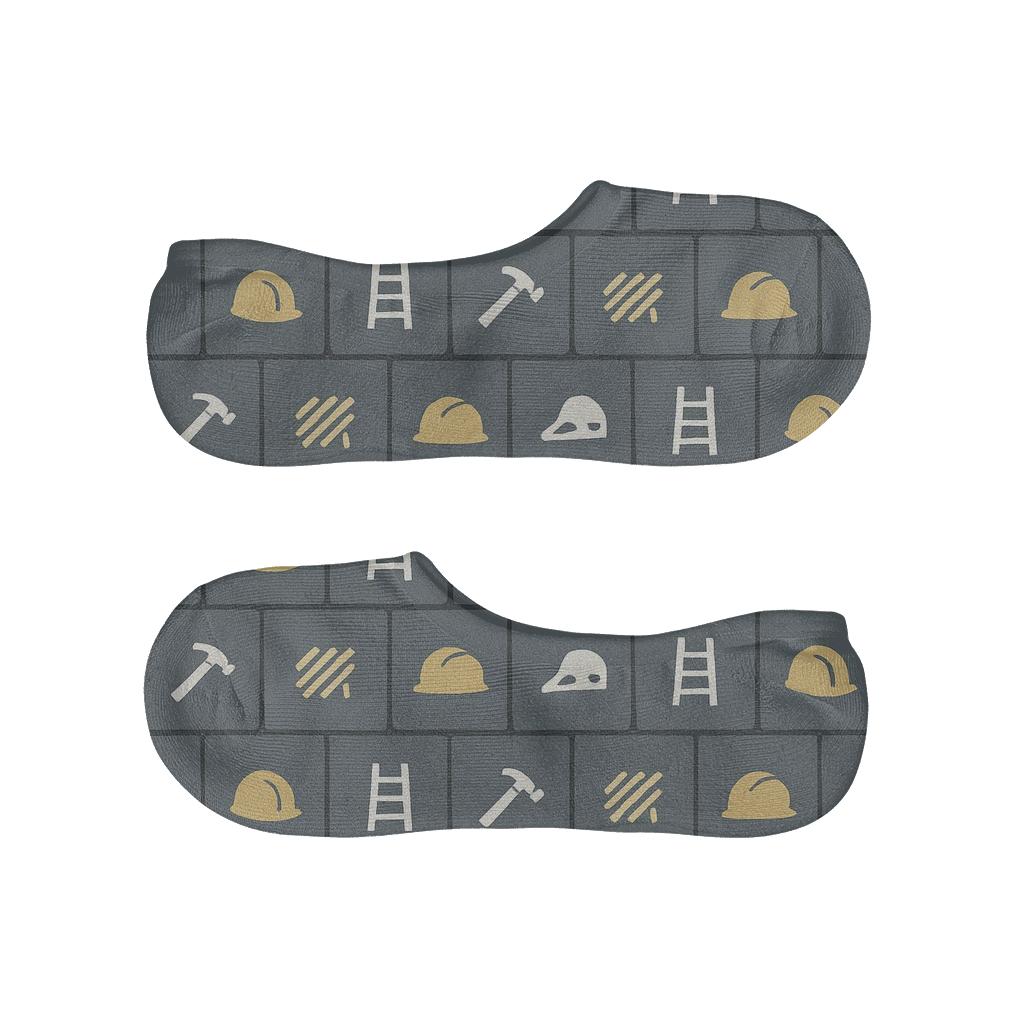Shingle Grid With Roofer Icons In Minimalist Style designer printed no-show socks