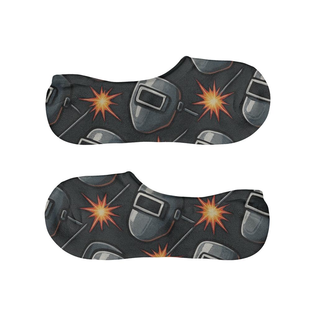 Welder Spark Lattice On Charcoal Steel breathable seamless no-show sockscustom no-show socks