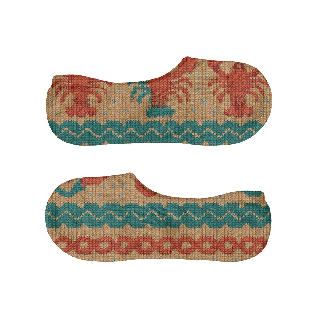 Knitted Illusion Lobster Band Stripe Tapestry custom no-show socks