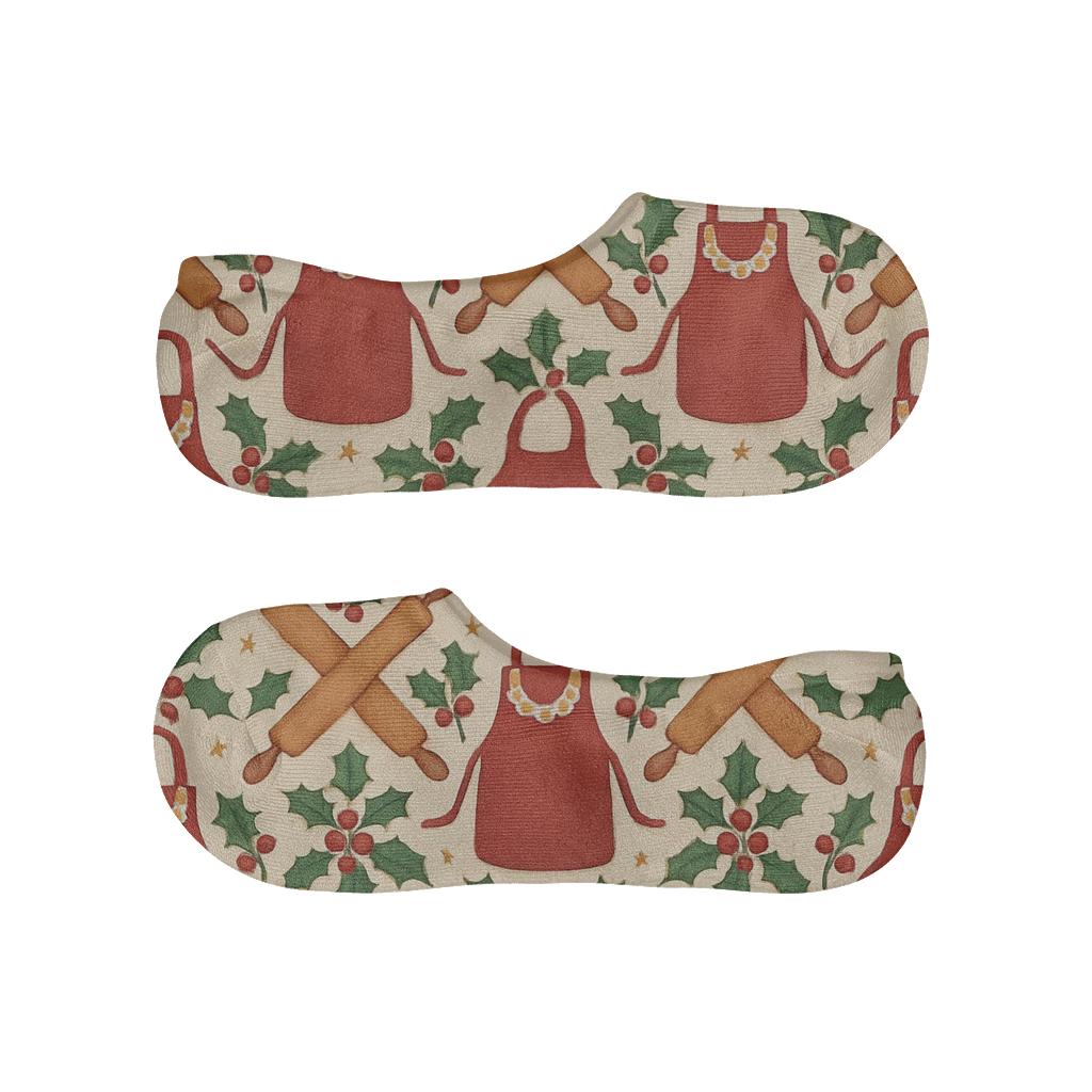 Apron Lattice Folk Collage For Mrs. Claus trendy no-show sock styles