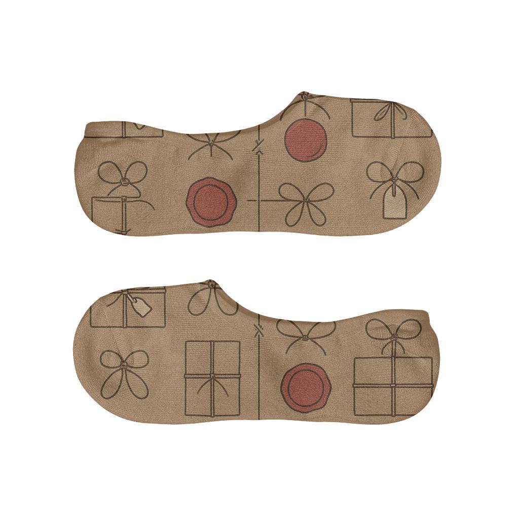 Kraft Brown Twine Weave With Presents soft cotton no-show socks