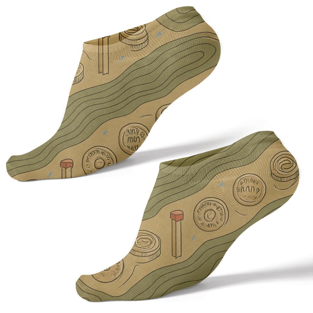 Contour Line Bands With Surveyor Stakes trendy patterned ankle socks