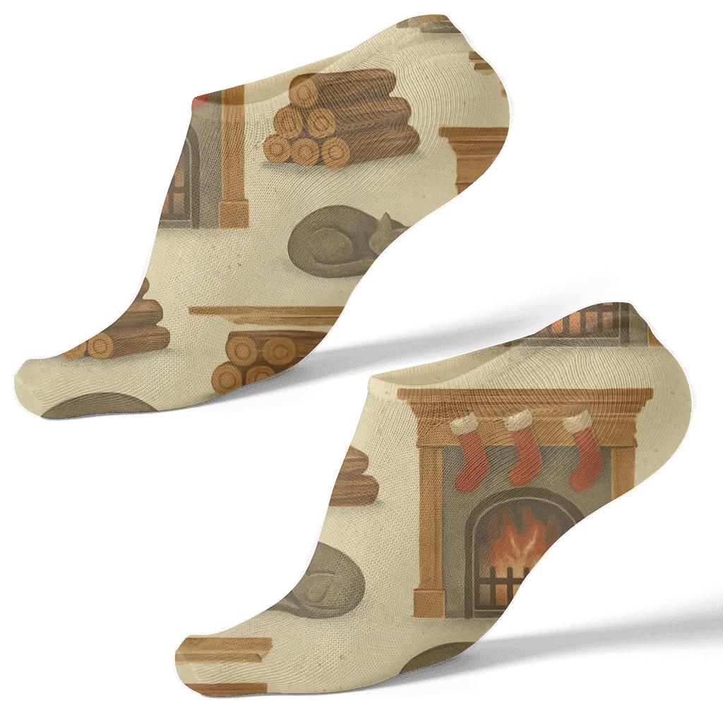 Vintage Mantel Poster Look Fireplace Repeat custom ankle socks