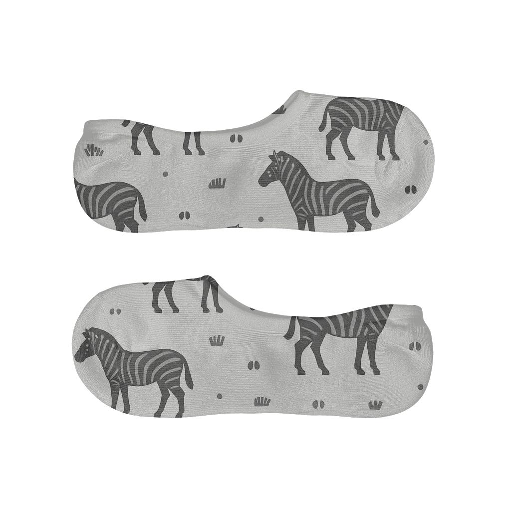 Soft Gray Zebra Silhouette Lattice Weave anti-slip no-show socks