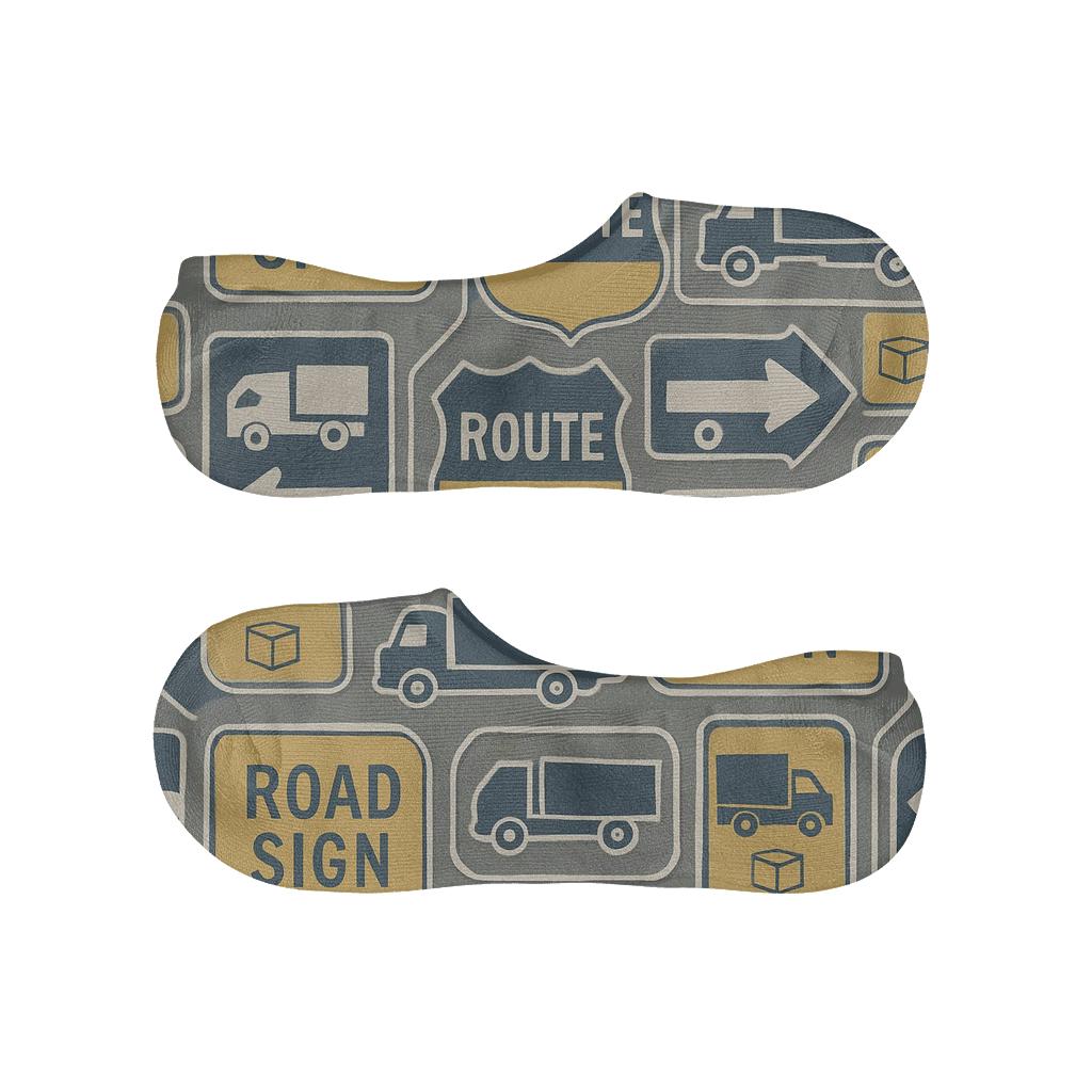 Highway Sign Lattice For Truck Driver anti-slip no-show socks