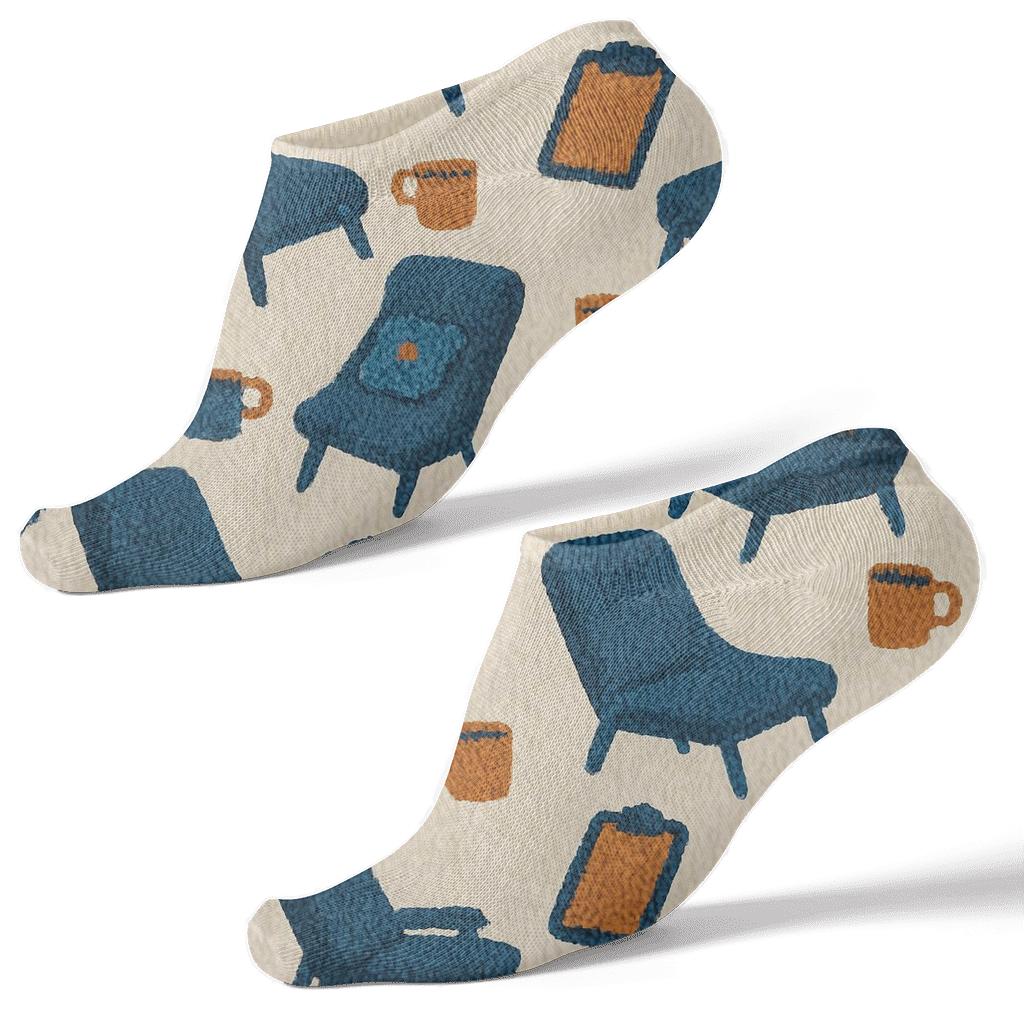 Therapy Chair Lattice Psychologist Pattern designer print ankle socks
