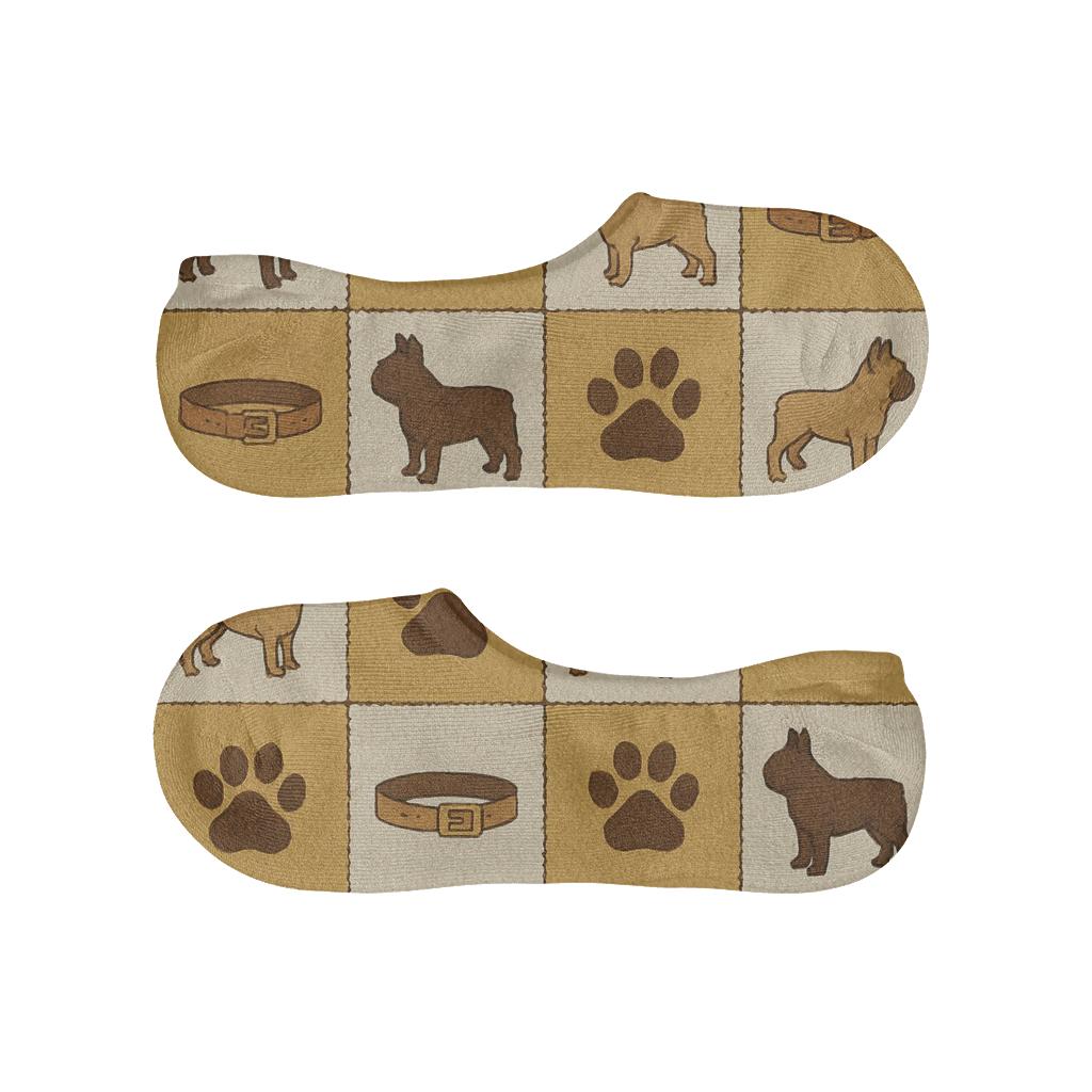 Brindle Bulldog Patchwork Quilt Tiles soft cotton no-show socks