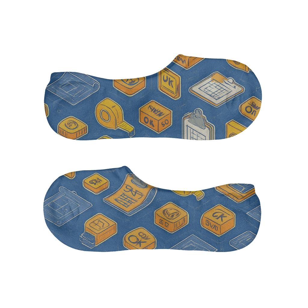 Blueprint Lattice With Building Inspector Emblems trendy no-show sock styles
