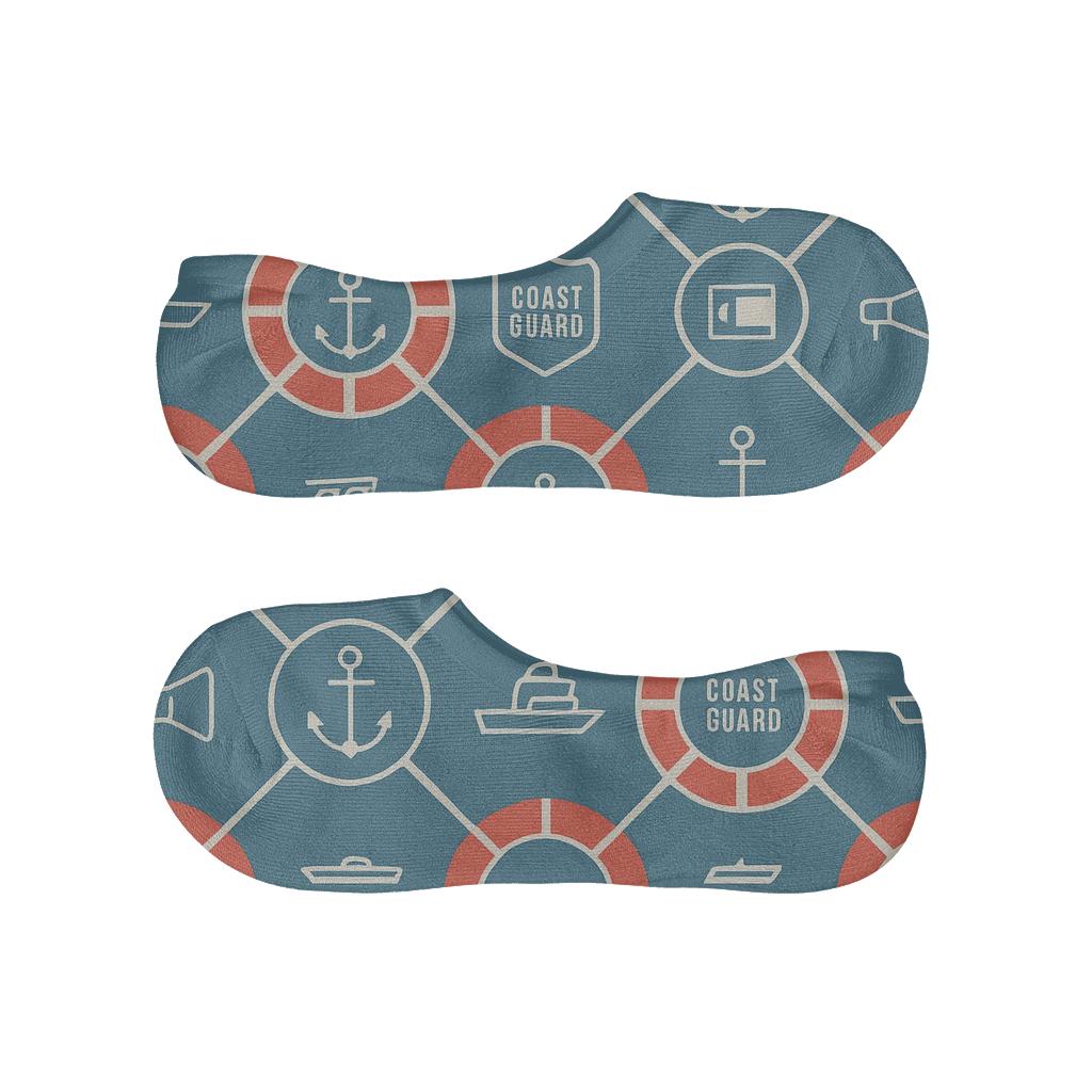 Rescue Ring Lattice With Coast Guard Officer Detail personalized no-show socks