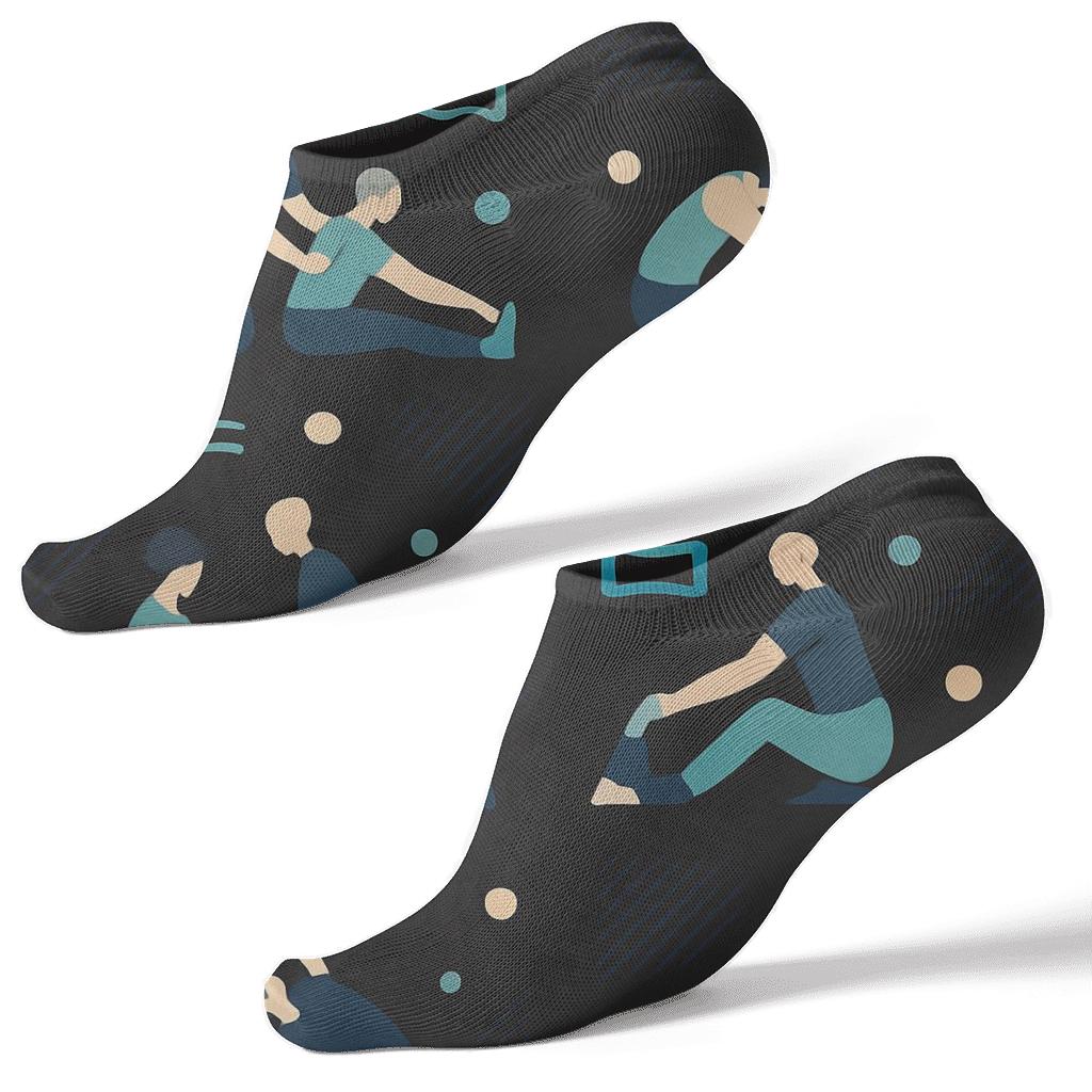 Mirrored Pair Pattern With Physical Therapist Silhouettes custom ankle socks