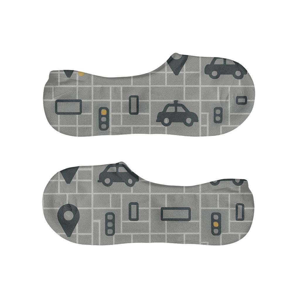 Street Map Lattice For Rideshare Driver low cut no-show socks