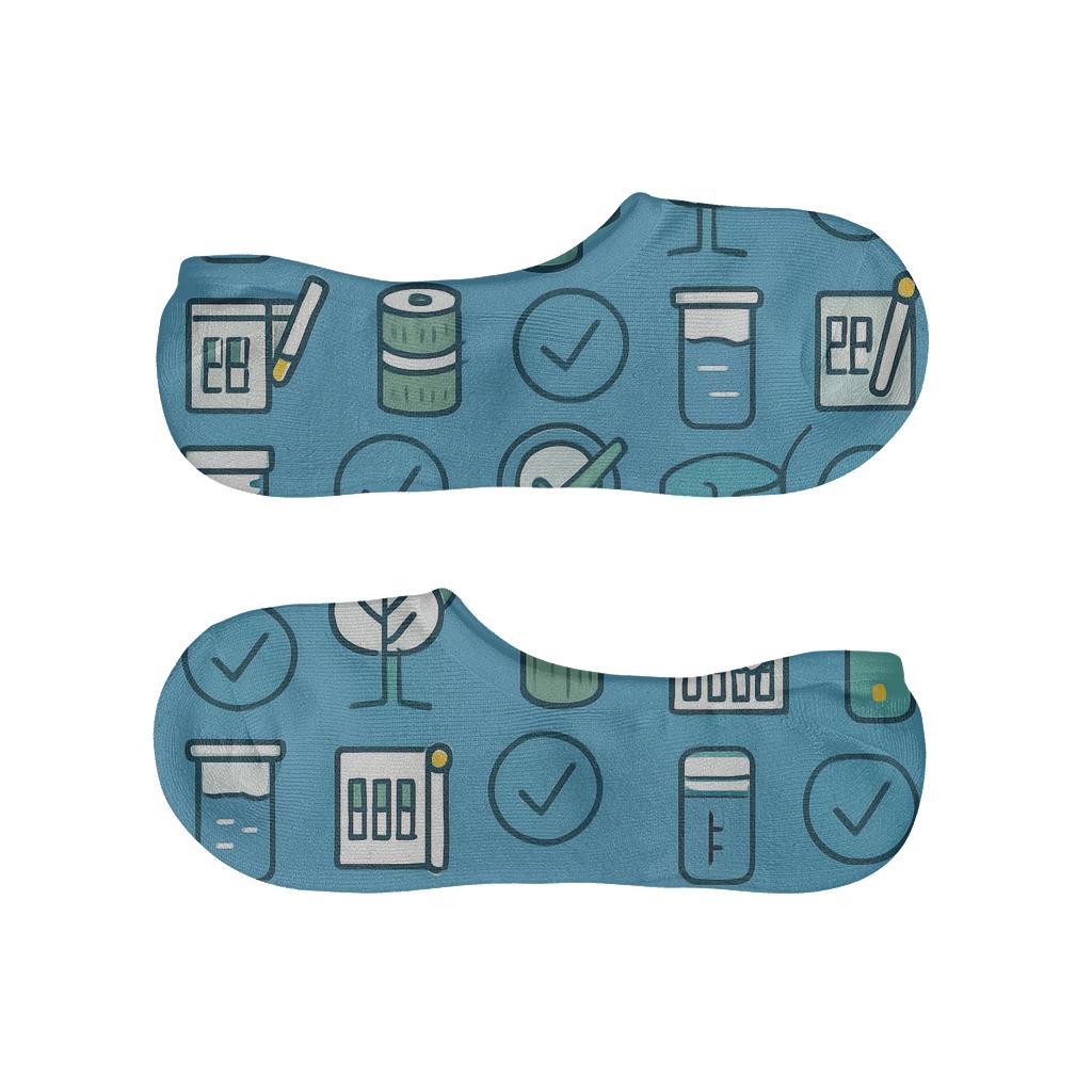 Sky Blue Grid With Environmental Inspector Tools low cut no-show socks