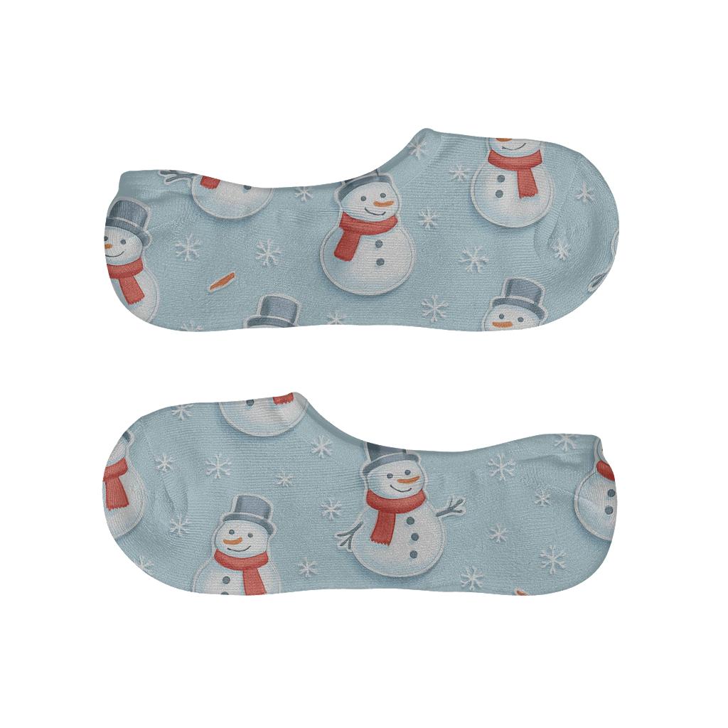 Snowmen Sticker Scatter Christmas Pattern soft cotton no-show socks