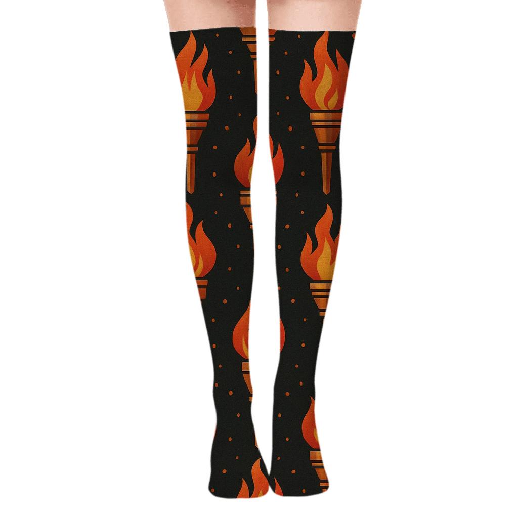 Molten Chevron Torch Weave unique graphic over-the-knee socks
