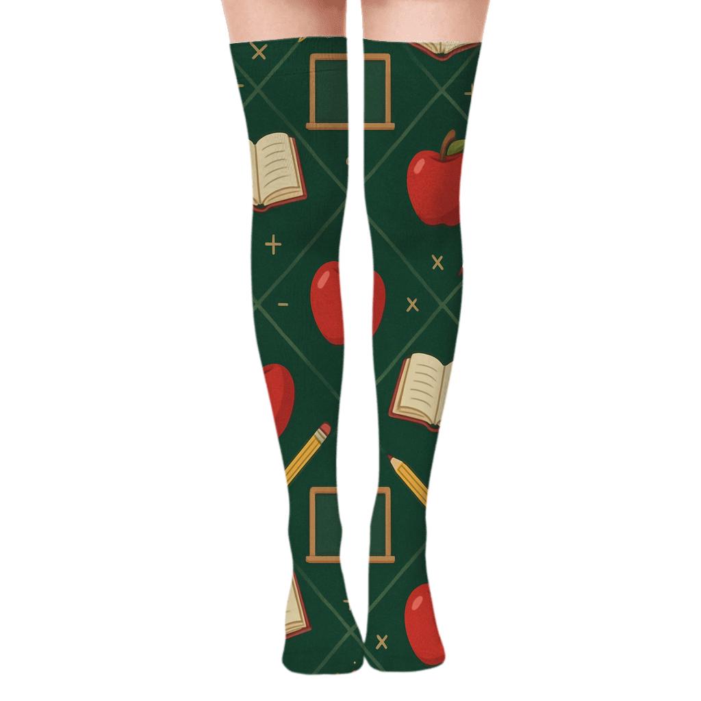 Apple Red Classroom Supply Lattice For Teacher comfortable cotton over-the-knee socks